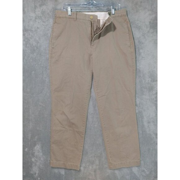 J Crew Pants Men 34x30 Beige Khaki Broken In Bleecker Classic Fit Flat Front - Picture 1 of 11